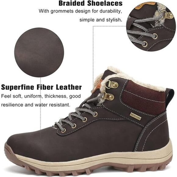 Men\'s Winter Snow Boots Warm Ankle Anti-Slip Water Resistant Hiking Walking main image 5